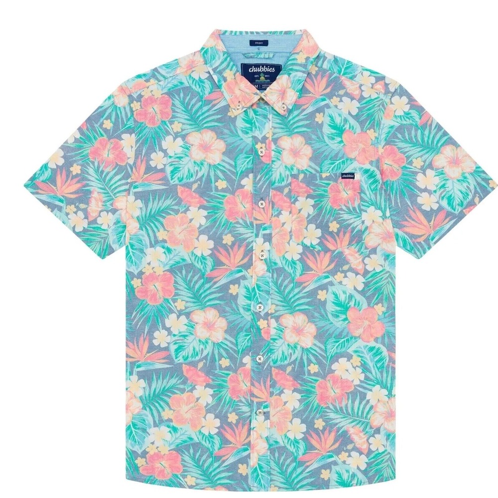 Chubbies Men's 'Life In Paradise' Friday Button Shirt 603241 NEW Floral Size L